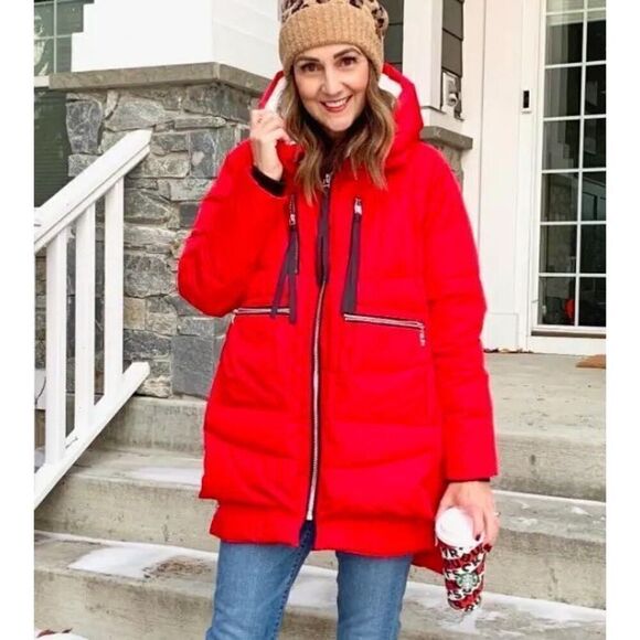 NWT Orolay Viral Upper East Side  Winter Coat Jacket Puffer Red XXS Down - Picture 5 of 9